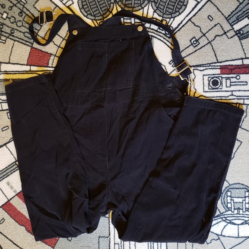 Motherhood Maternity black corduroy overalls m